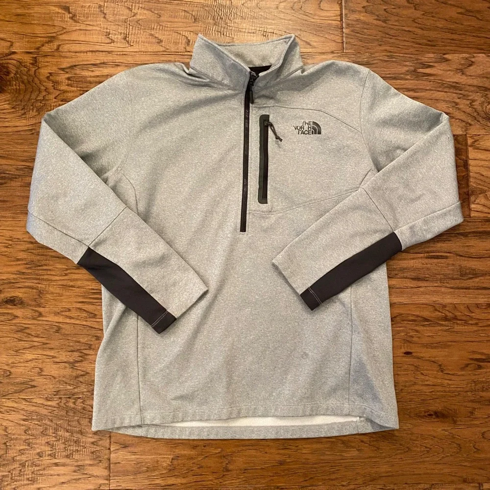 The North Face Mens XL Quarter Zip Pullover Grey Heather Active Fleece Jacket